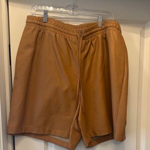 Tan Faux Leather Shorts